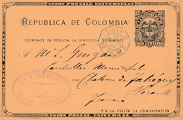 Cachet Maritime PAQ FR N°3 Sur Entier De Colombie Pour La France 1892 - Maritieme Post