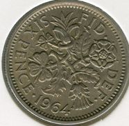 Grande Bretagne Great Britain 6 Pence 1964 KM 903 - H. 6 Pence