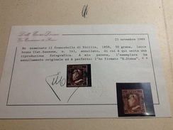 88136) Sicilia-Effigie Di Ferdinando II - 50 Grana Lacca Bruno N. 14 Usato  Certificato Di E.diena - Sicilië