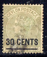 Victoria 30 Cents Overprint On 36 Cents SG 191 Used - Ceylon (...-1947)