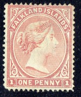 1882  Victoria 1 D. Dull Claret  Wmk Crown CA Upright  SG 5  Used - Falklandeilanden