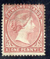 1882  Victoria 1 D. Dull Claret  Wmk Crown CA Upright Horizontal Line And 12mm High O Letter SG 5 MM - MH - Falkland Islands