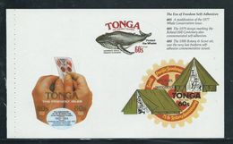 Tonga 1994 Self Adhesive Stamps Anniversary Booklet Pane Of 3 Imperforates MNH - Tonga (1970-...)