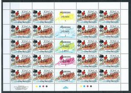 Tonga 1995 Visit South Pacific Year Overprint 20 Sets Of 4 In Full Sheets With Labels MNH Specimen Overprints - Tonga (1970-...)