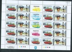 Tonga 1997 20s Surcharge On $2 Police & Fire Service 10 Pairs MNH In Full Sheet With Labels - Tonga (1970-...)