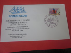 Célébration Nordposta '88  Chine China République Populaire 1988-Lettre & Document Air Mail Avion - Briefe U. Dokumente