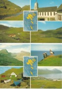FAROE ISLANDS Saksun Leynar Lundar Batar A Lunni Fjallarod Sydragota Brugvin... 2 Cards - Faroe Islands