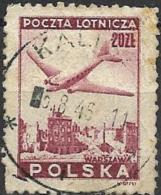 POLAND 1946 Air. Lisunov Li-2 Over Ruins Of Warsaw - 20z. - Purple FU - Used Stamps