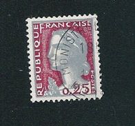 N° 1263 Marianne De Decaris 0.25 1960 Timbre  France  Oblitéré Gris Foncé - Used Stamps