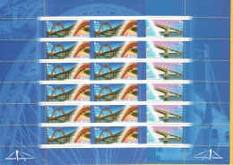 RUSSIE RUSSIA 2008 PONTS / BRIDGES, 4 Feuillets / Sheetlets De 12valeurs, NEUFS / MINT. R2008ponts - Fogli Completi