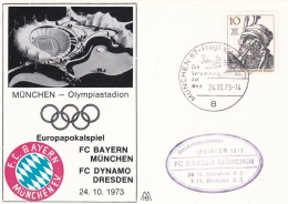 Germany Card 1973 Europapokalspiel FC Bayern München Vs FC Dynamo Dresden Posted München Flughafen (DD3-10) - Beroemde Teams