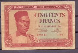 Mali 500 Fr 1960 Red  Very Rare - Malí