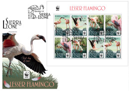 SIERRA LEONE 2017 FDC Lesser Flamingo Kleiner Flamingo Moins Flamant M/S II - OFFICIAL ISSUE - DH1729 - Flamants