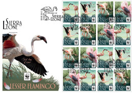 SIERRA LEONE 2017 FDC Lesser Flamingo Kleiner Flamingo Moins Flamant M/S III - IMPERFORATED - DH1729 - Flamingo