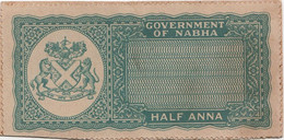 INDIA NABHA Princely State ½-ANNA Court Fee STAMP 1930-40 Good/USED - Nabha