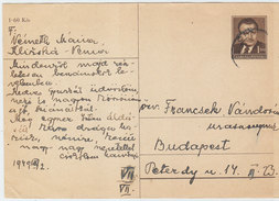 CZECHOSLOVAKIA POSTAL CARD 1949 - Enveloppes