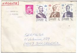 MADRID CC URGENTE SELLOS REYES BORBONES AL DORSO MAT UNIDAD REPARTO URGENTE BARCELONA - Special Delivery