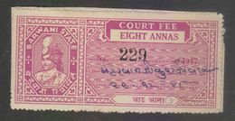 BARWANI  State  8A  Court Fee  Type 16   #  97803  India  Inde  Indien Revenue Fiscaux - Barwani
