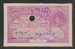 GWALIOR  State  2 Rupee  Court Fee Type 22  #  97665  Inde Indien  India Fiscaux Fiscal Revenue - Gwalior