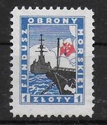 Poland Revenue Fiscal Fundusz Obrony Morskie1 Ship - Revenue Stamps