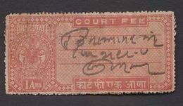 DHAR STATE  1A  Scarlet  Court Fee Type 20   #  97689  India  Inde  Indien Revenue Fiscaux - Dhar