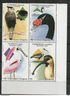 Oiseaux D'Uruguay:Caracara Huppé,Spatule Rosée,Cygne à Cou Noir,etc. Bloc De 4 Timbres Neufs ** Côte 12 &euro; - Uruguay
