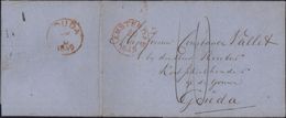 Netherlands Pays Bas Hollande Marque Postale Rouge CAD Amsterdam 20 8 1859 Taxe Manuscrite 10 Pour Gouda - ...-1852 Voorlopers