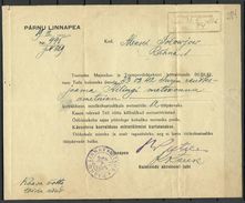 Estland 1942 Dt. Okkupation Pärnu Pernauer Stadtverwaltung Stempel Drucksache Document - Occupation 1938-45