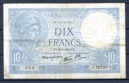 456-France Billet De 10 Francs 1940 UX C76750 - 10 F 1916-1942 ''Minerve''
