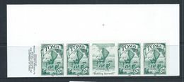 Tonga 1990 Polynesian Boats & Voyages 32s Rare Imperforate Plate Proof Strip Of 4 From Top Of Sheet With Label MNH - Tonga (1970-...)