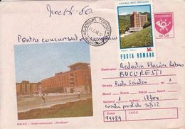 TOURISM, GALATI- DUNAREA HOTEL, REGISTERED COVER STATIONERY, 1988, ROMANIA - Hotel- & Gaststättengewerbe