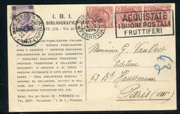 Italie - Carte Commerciale De Firenze Pour Paris En 1925 , Affranchissement Plaisant - Ref JJ 124 - Marcophilia