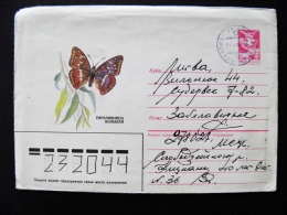 Postal Stationery Cover Ussr 1985 Sent From Moldova To Lithuania Kitskany Butterfly Papillon - Moldavië