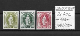 STEHENDE HELVETIA  → Probedruck 3 X 40c In Drei Verschiedenen Farben ►RRR◄ - Unused Stamps