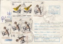 BIRDS, HOOPOE, GOLDEN ORIOLE, STAMPS ON REGISTERED COVER STATIONERY, ENTIER POSTAL, 1996, ROMANIA - Specht- & Bartvögel