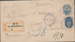 Russia 1901 PS Registered Envelope SPB City Post Office No. 5 (no. 4 On Label) To Kassel Germany (46_2495) - Covers & Documents
