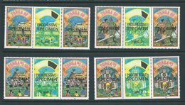 Tonga 1993 Christmas Traditions Set 4 X 2 As Gutter Pairs With Central Colour Separation Label MNH Specimen Overprint - Tonga (1970-...)