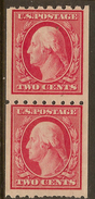 USA 1910 2c Franklin Imp XP8 Pair SG 398 HM #AAY144 - Unused Stamps