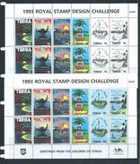 Tonga 1993 Stamp Design Childrens Drawing 2 Sets Of Strips Of 6 In Sheet Format MNH Specimen O/P - Tonga (1970-...)