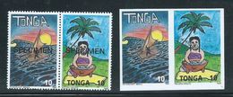 Tonga 1993 Stamp Design Childrens Drawings 10s Values 2 As A Joined Pair Imperforate Plate Proof MNH - Tonga (1970-...)