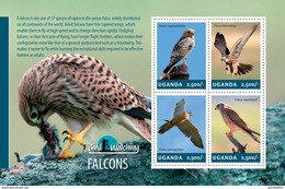 UGANDA 2014 SHEET BIRDS OF PREY RAPACES OISEAUX AVES FALCONS FAUCONS FALCHI FALKEN HAWKS HALCONES Ugn14303a - Oeganda (1962-...)