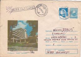 TOURISM, CLUJ NAPOCA- BELVEDERE HOTEL, REGISTERED COVER STATIONERY, 1987, ROMANIA - Hotel- & Gaststättengewerbe