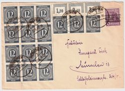 1948, Seltene 10fach,12 Pfg. Ziffer , OR!   , # 8420 - Lettres & Documents