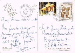 25080. Postal VAITARE BORA BORA (Polynesia Francesa) 1986.  Iles Sous Le Vent - Lettres & Documents