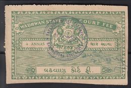 WADHWAN  State  4A  Court Fee  Revenue  Type 10   #  98532  Inde Indien  India Fiscaux Fiscal Revenue - Wadhwan