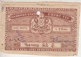 WADHWAN  State  1 Re  Court Fee  Revenue  Type 10   #  98533  Inde Indien  India Fiscaux Fiscal Revenue - Wadhwan