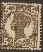 QUEENSLAND 1907 5d Dull Brown QV SG 295 U #AAD157 - Used Stamps