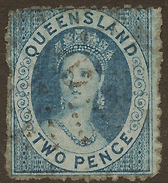 QUEENSLAND 1866 2d P13 QV SG 52 U #AAD184 - Used Stamps