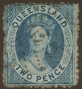 QUEENSLAND 1866 2d P13 QV SG 52 U #AAD184 - Gebraucht