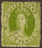 QUEENSLAND 1862 6d No Wmk QV SG 26 U #AAD173 - Gebruikt